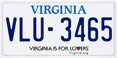 VA license plate VLU3465
