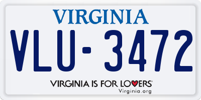 VA license plate VLU3472