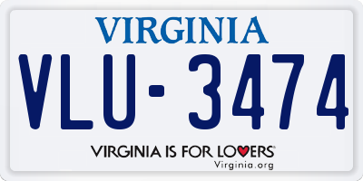 VA license plate VLU3474