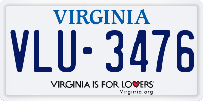 VA license plate VLU3476