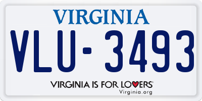 VA license plate VLU3493