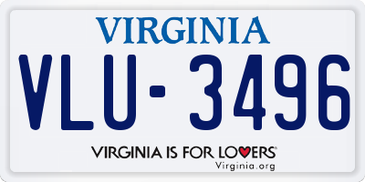 VA license plate VLU3496