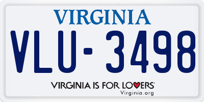 VA license plate VLU3498
