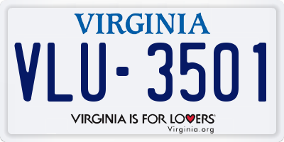 VA license plate VLU3501