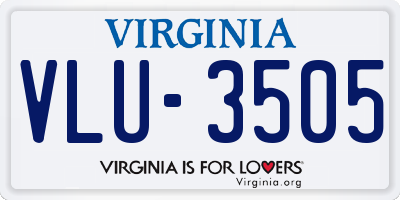 VA license plate VLU3505