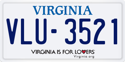 VA license plate VLU3521