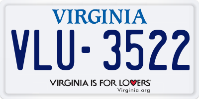 VA license plate VLU3522