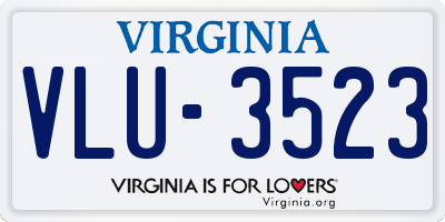 VA license plate VLU3523