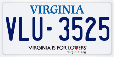 VA license plate VLU3525