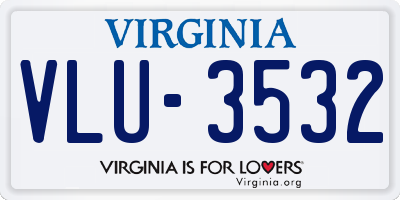 VA license plate VLU3532