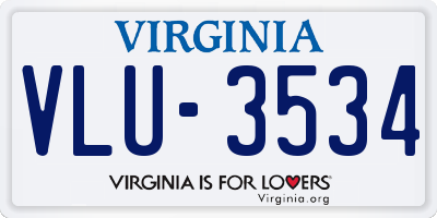 VA license plate VLU3534