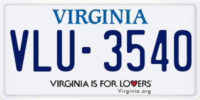 VA license plate VLU3540