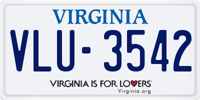 VA license plate VLU3542