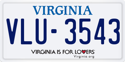 VA license plate VLU3543