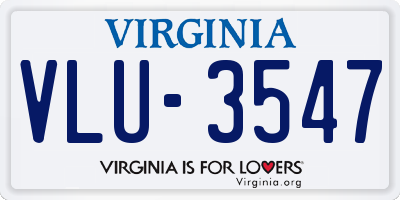 VA license plate VLU3547