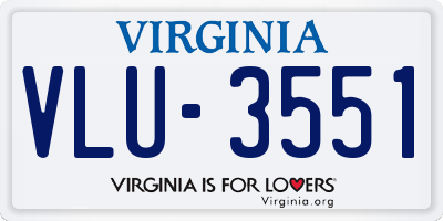 VA license plate VLU3551