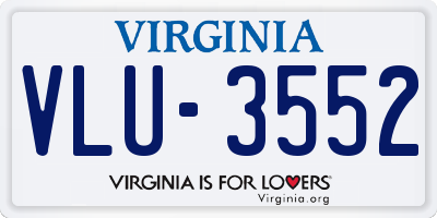 VA license plate VLU3552