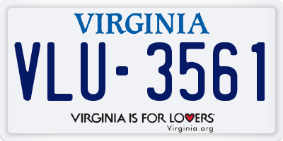 VA license plate VLU3561