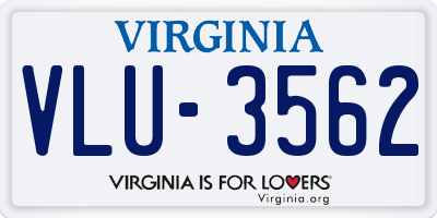 VA license plate VLU3562