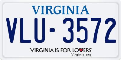 VA license plate VLU3572