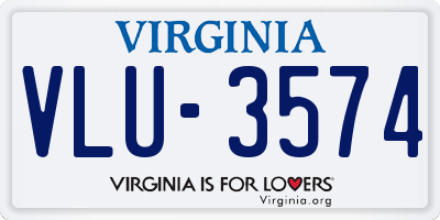 VA license plate VLU3574