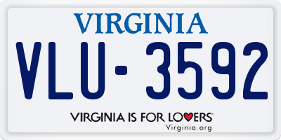 VA license plate VLU3592