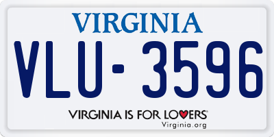 VA license plate VLU3596