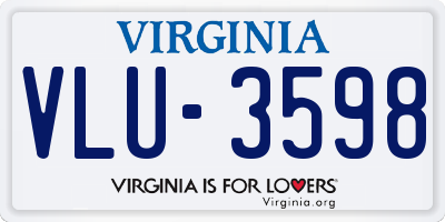 VA license plate VLU3598