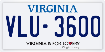 VA license plate VLU3600