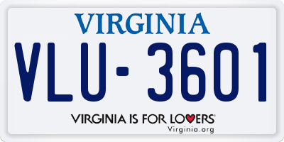 VA license plate VLU3601
