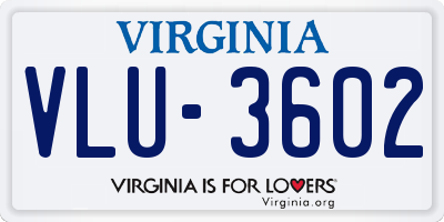 VA license plate VLU3602