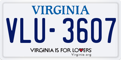 VA license plate VLU3607