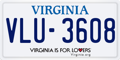 VA license plate VLU3608