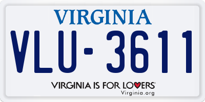 VA license plate VLU3611