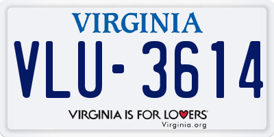 VA license plate VLU3614