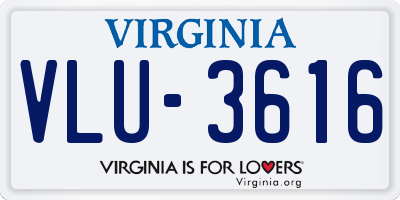 VA license plate VLU3616