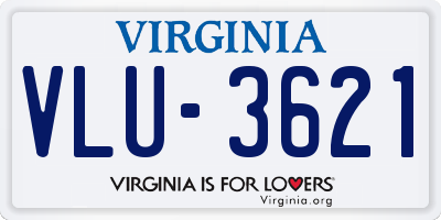 VA license plate VLU3621