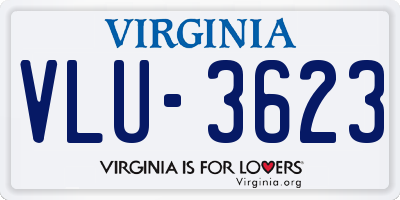 VA license plate VLU3623