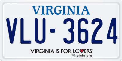 VA license plate VLU3624