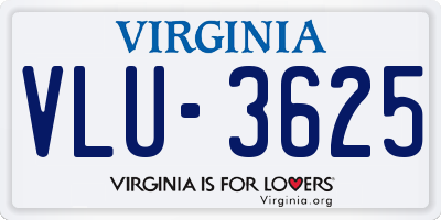 VA license plate VLU3625
