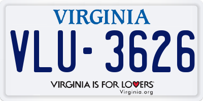 VA license plate VLU3626