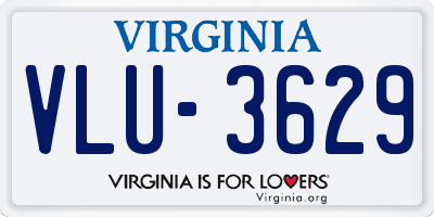 VA license plate VLU3629