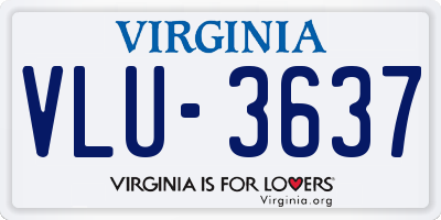 VA license plate VLU3637