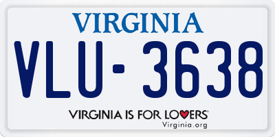 VA license plate VLU3638