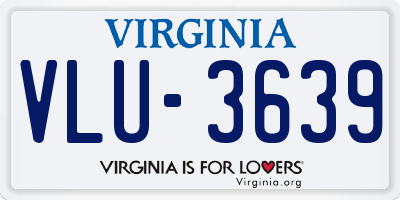 VA license plate VLU3639