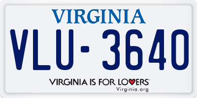 VA license plate VLU3640
