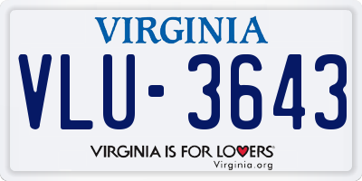 VA license plate VLU3643