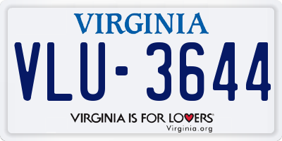 VA license plate VLU3644