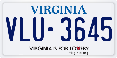 VA license plate VLU3645