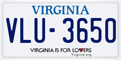 VA license plate VLU3650